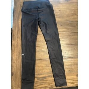 ALO YOGA Black Sheen Thick Size Medium High Waist Leggings‎ Pristine! Athletic